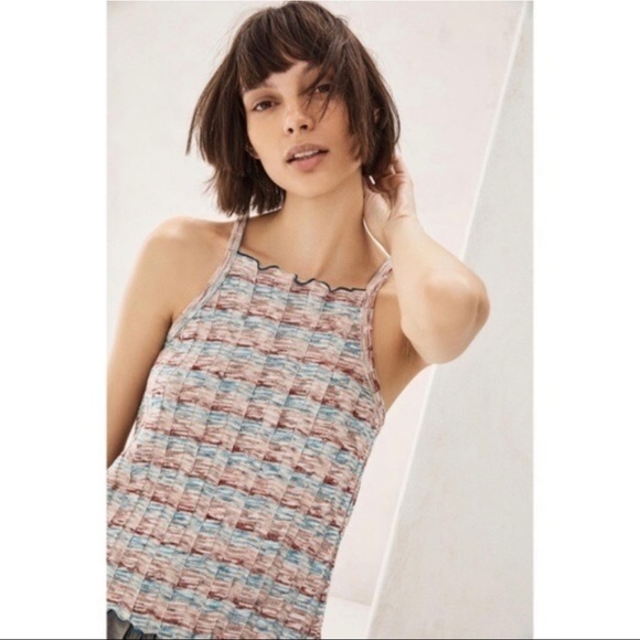 Anthropologie Akemi + Kin Striped Square Neck Ruffle Knit Tank Top - Picture 6 of 6